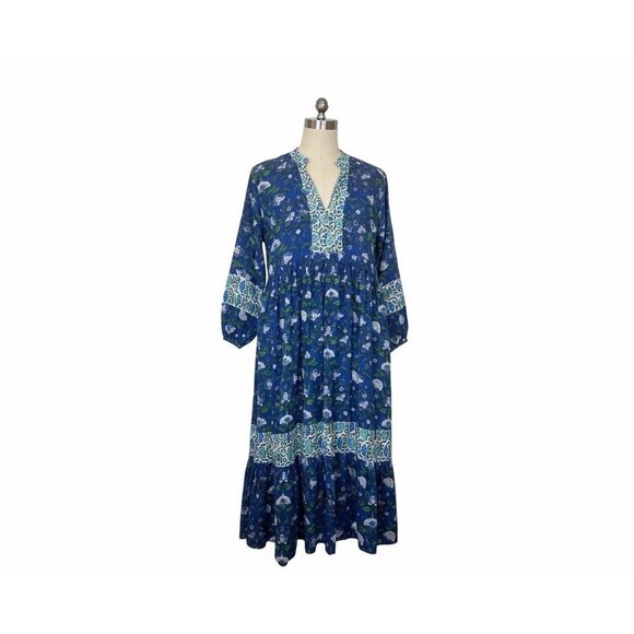 Mod's Mahal Floral Midi Dress Womens Size S Pockets Prairie Block Print Boho - Picture 11 of 11